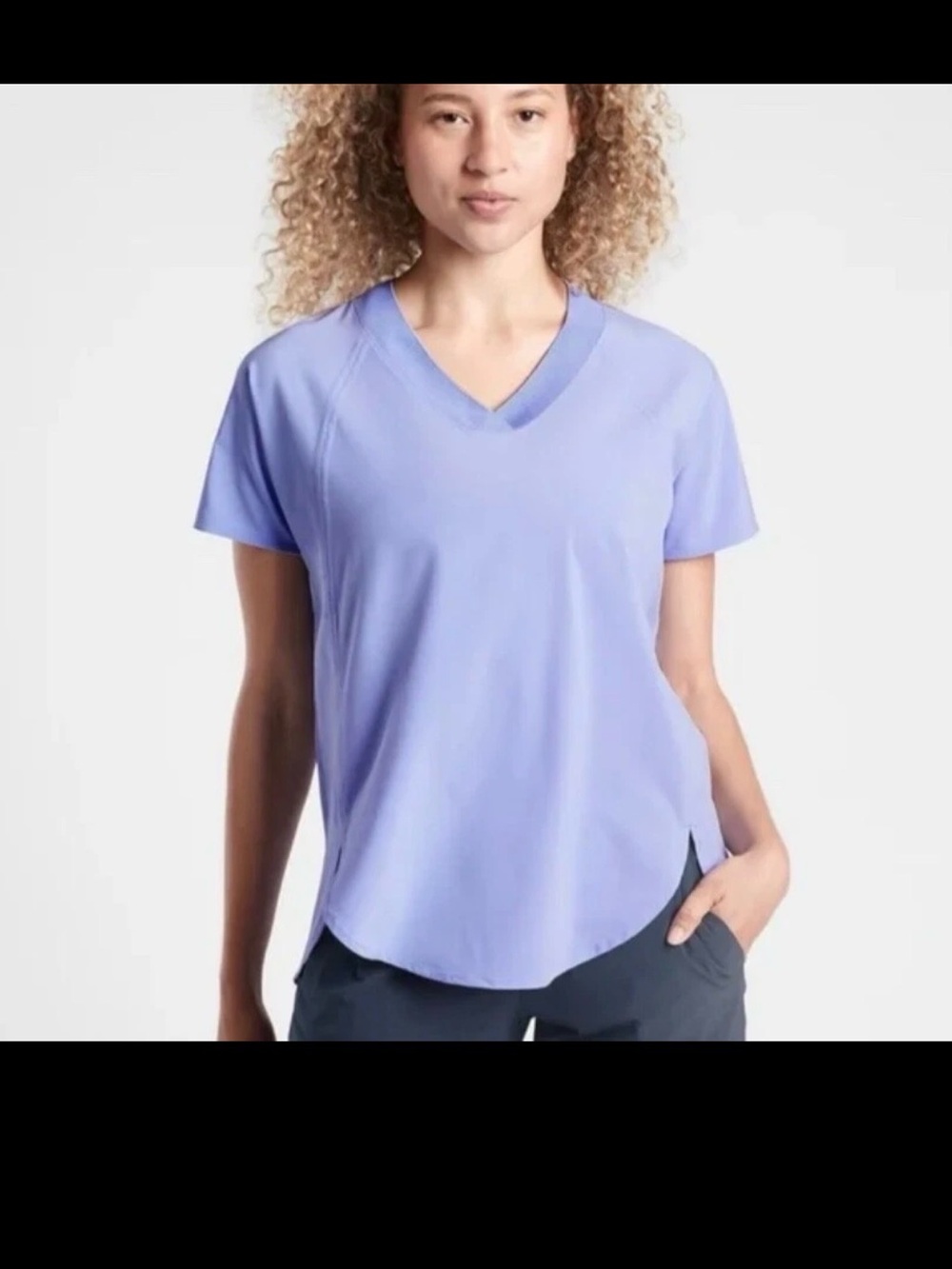 Athleta Light Lavender V-Neck Short Sleeve Tunic